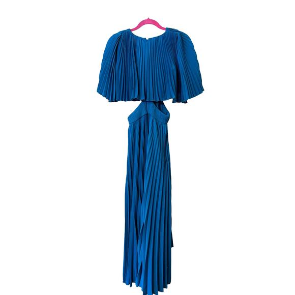 AMUR Dara Pleated Ocean Blue Midi Dress with Cutouts – Size 6 - Picture 9 of 9